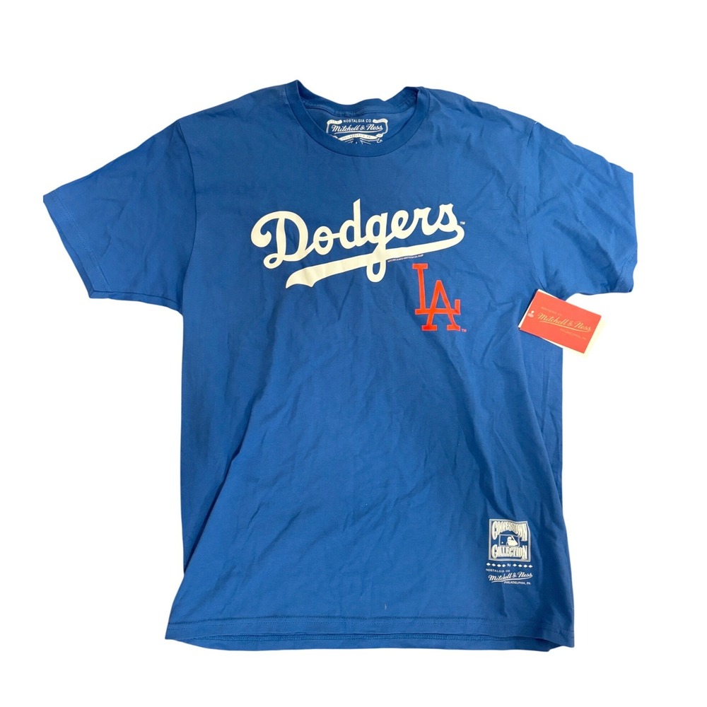NWT Mitchell & Ness LA Dodgers Cooperstown Collection Blue T-Shirt Mens L
